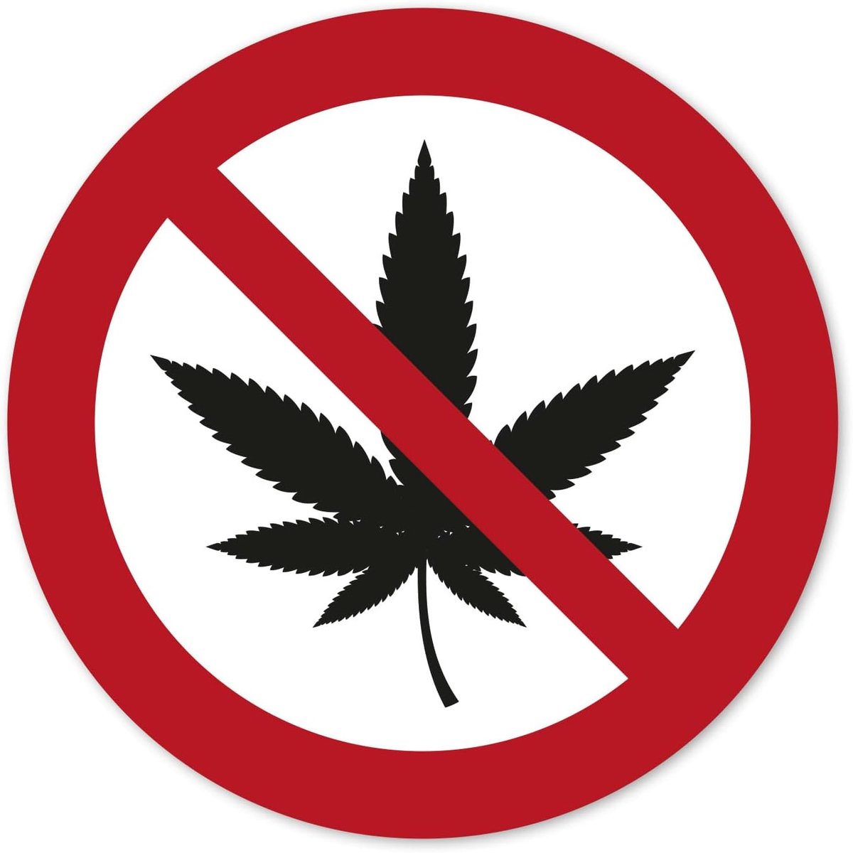 Sticker Cannabis Verboden Rond Ø 20 cm - Weerbestendige zelfklevende sticker - Duurzaam en opvallend - ShopVlot