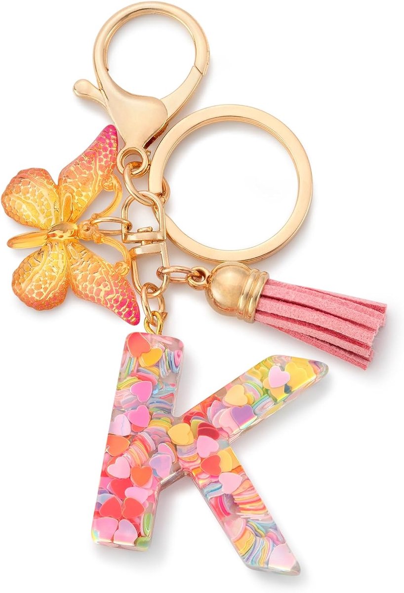 Sleutelhanger meisjes/vrouwen - roze - schattige vlinder en hart - ideaal voor schooltas - ShopVlot