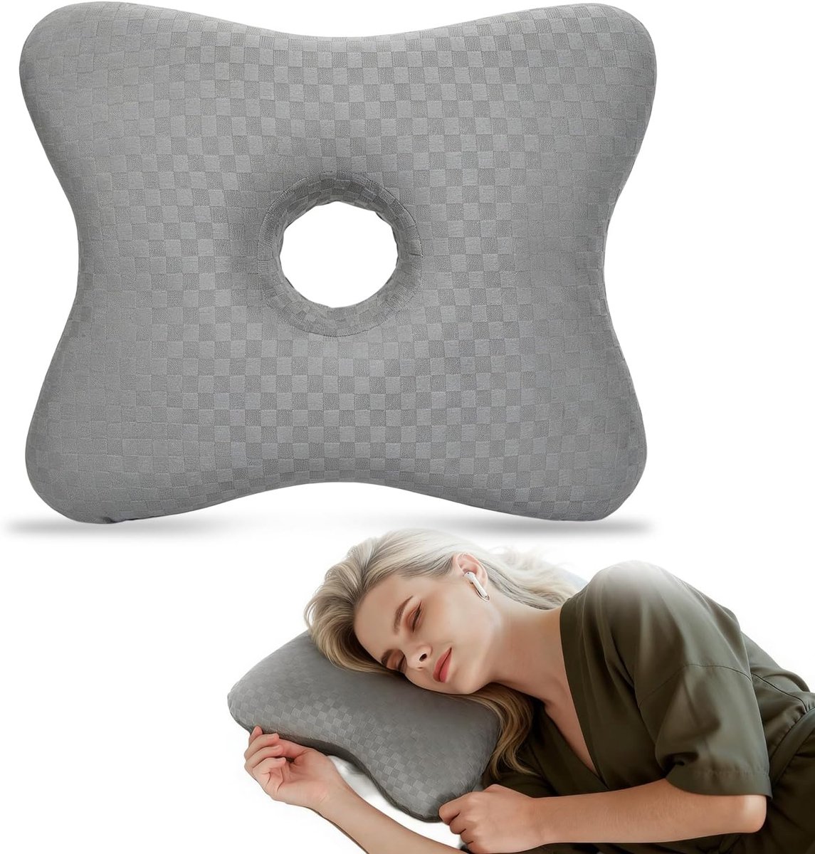 Oor piercing kussen 40 x 33 cm - Donutvorm - Ergonomisch U-vormig - Vermindert oorpijn - ShopVlot