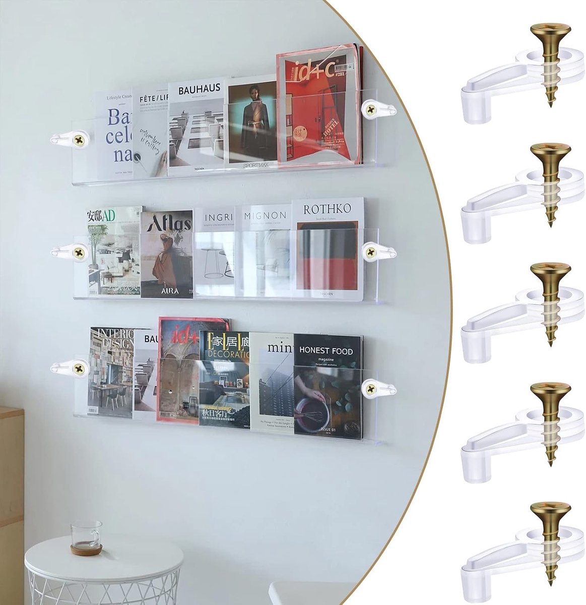 Glazen deur bevestiging 50 stuks - glas paneel clips met schroeven - 4 mm offset - ideaal voor kastdeuren en spiegels - ShopVlot