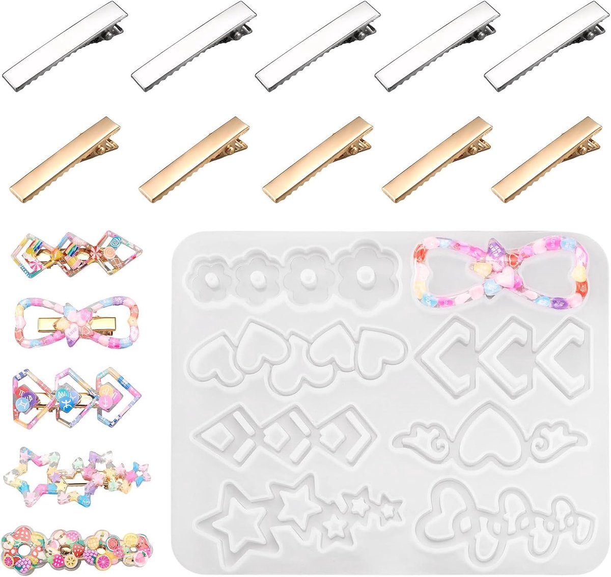 Haarclip siliconen mal 1 pc - met ijzeren alligator haarspeldjes - DIY sieraden maken - voor unieke haaraccessoires - ShopVlot