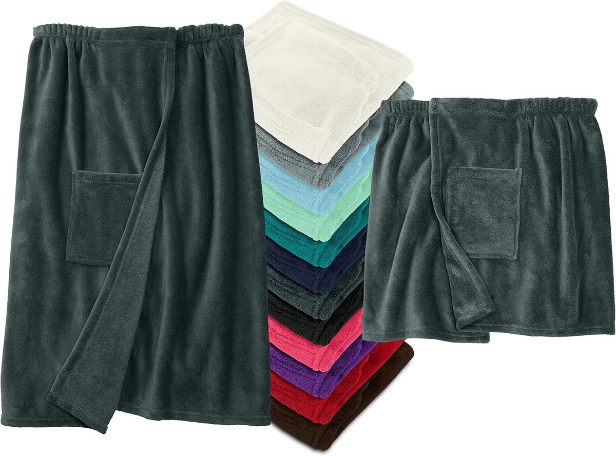 Sauna kilt L/XL - Cuddly fleece - Anthraciet - Perfect voor sauna en wellness - ShopVlot