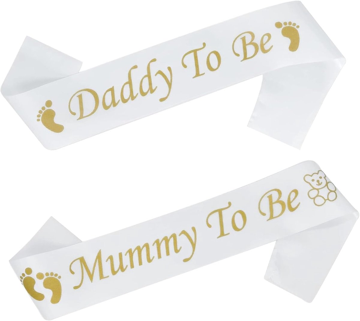 Mummy to Be Sash en Daddy to Be Sash - Cream satijnen band - Stijlvolle baby shower decoratie - Voor aanstaande ouders - ShopVlot