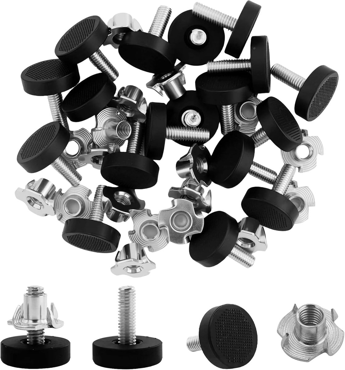 Verstelbare meubelpoot set 18 stuks - M6, diameter 21 mm - hoogte verstelbaar 2-4 cm - ShopVlot