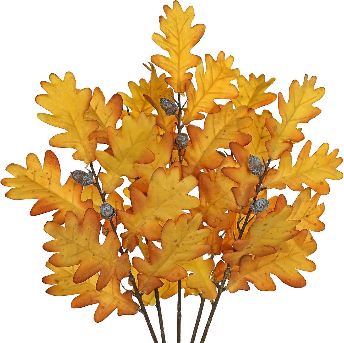 Set van 5 kunstmatige eikenblad-takken 50 cm - herfstdecoratie - met kunstmatige eikels - voor vaas en tafeldecoratie - ShopVlot
