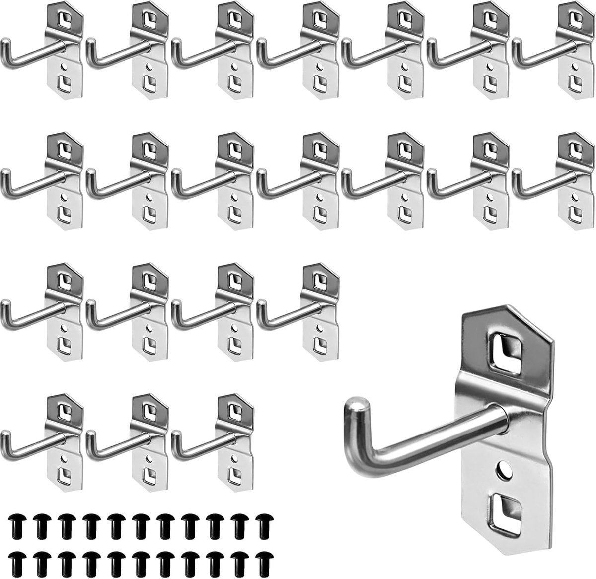Gatenwandhaken 50 mm - Antislip met borgpennen - 22 stuks voor gereedschap - Ideaal voor werkplaats en garage - ShopVlot