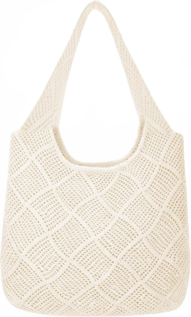 Woven Handbag - Beige - Mesh Gehaakt - Perfect voor Strand - ShopVlot