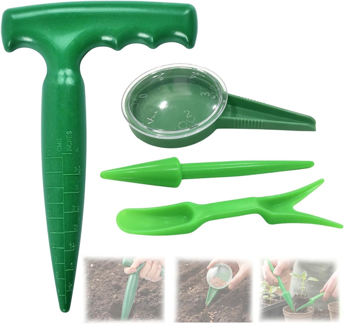 Pikstaaf en plantenhulpset, 4-delig, met plantengat en zaadverdeler, voor bloembollen, vetplanten, groenten en - ShopVlot
