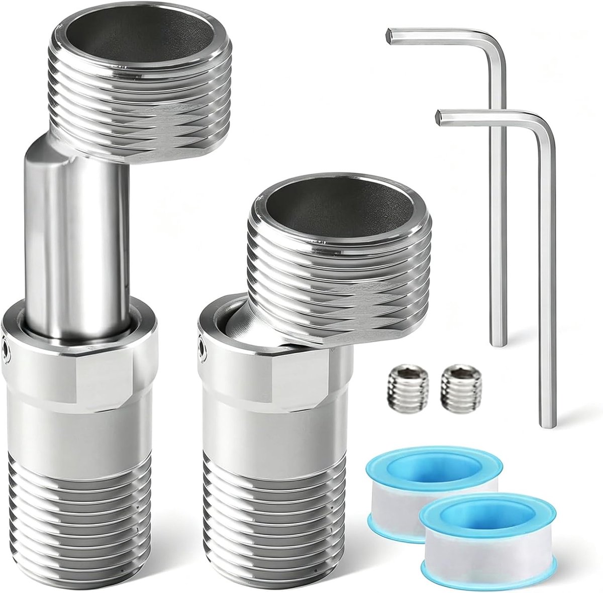 2 stuks S-aansluiting, roestvrijstalen S-aansluiting radiator, 360° douchekraanadapter, verstelbare kraanaansluiting - ShopVlot