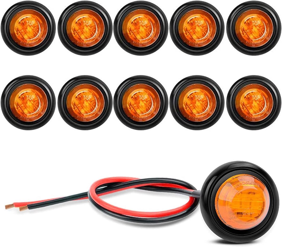GUUZI 10 Pack Waterproof LED Lights, LED Underwater Lighting, Utility Led Interior Lights Navigation Lights 12V(Amber) - ShopVlot