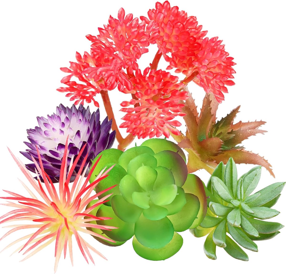 SnelShoppen - Kunstplanten Succulenten Set van 6 Mini Valse Succulenten voor DIY Creaties, Interieur Decoratie Thuis, Kantoor, Wanddecoratie, Kleurig,