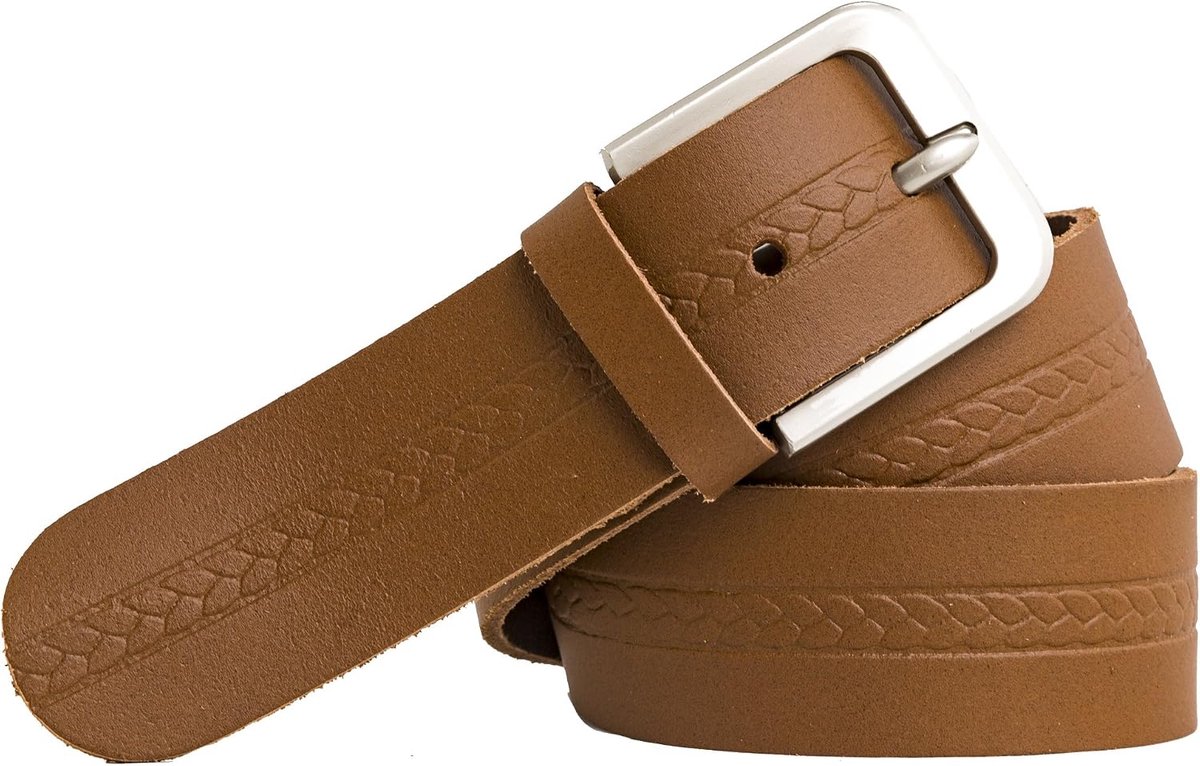 Shenky - belt - leather - patterned - screwed on stainless steel buckle - 4 cm - ShopVlot
