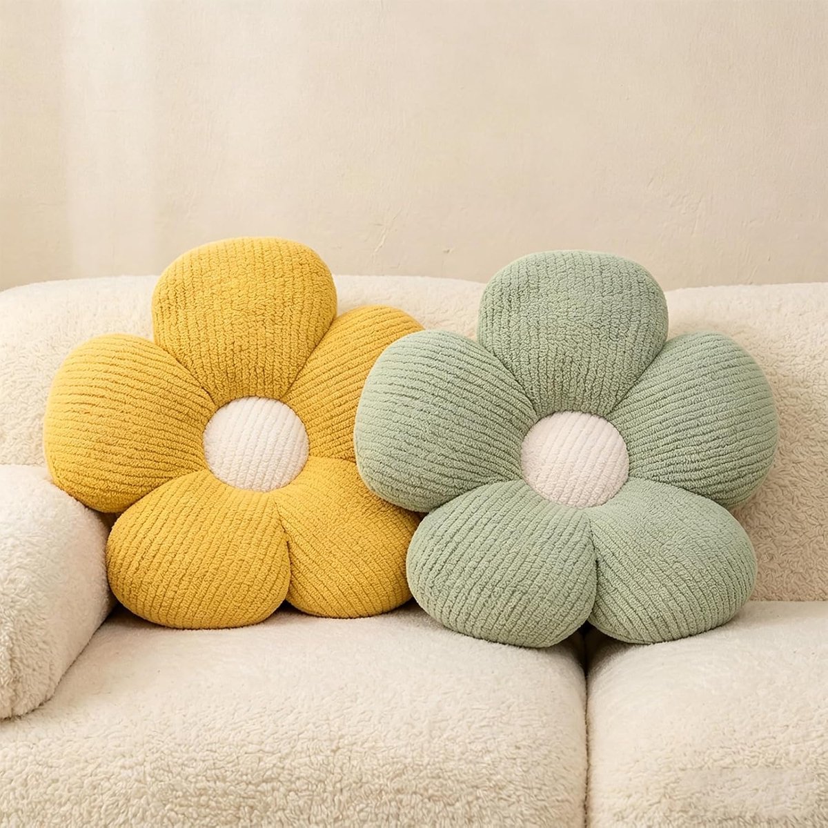 Leuke bloem gooien kussen decoratief kussen voor auto thuis sofa stoel en vloer geel en groen - ShopVlot