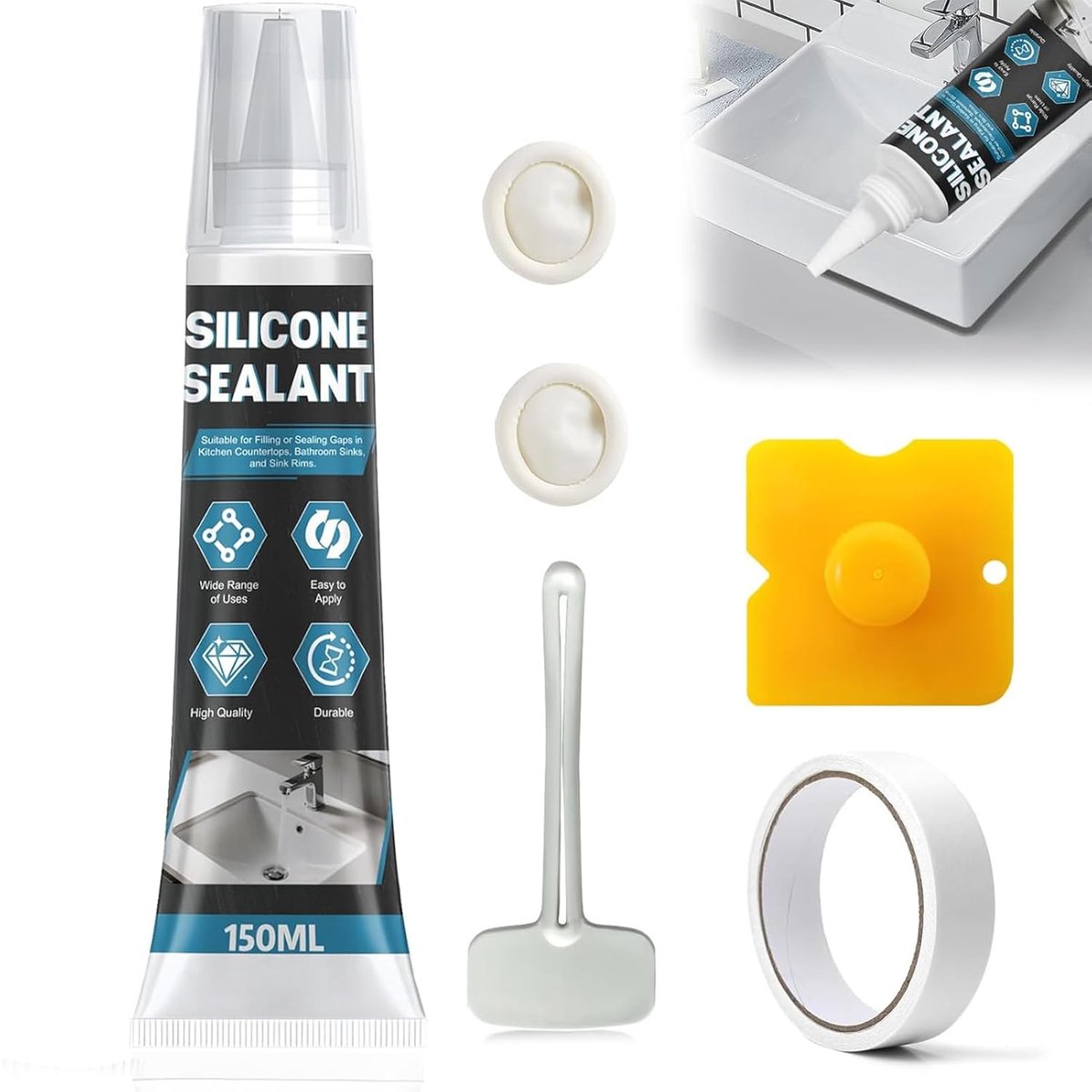 Bathroom Silicone, Grey, Sanitary, Seal Silicone, Waterproof and Durable, Suitable for Sealing Bathrooms, Windows - ShopVlot