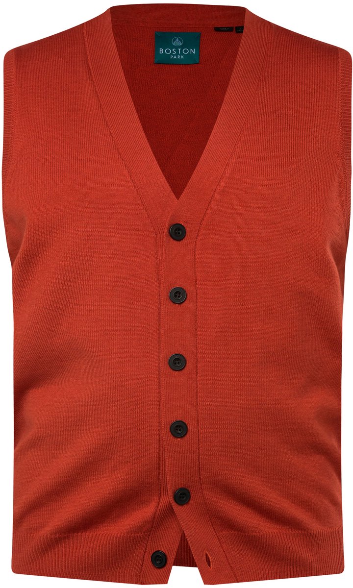 Boston Park - Heren - Gebreid vest V-hals - Terracotta - Maat 68+