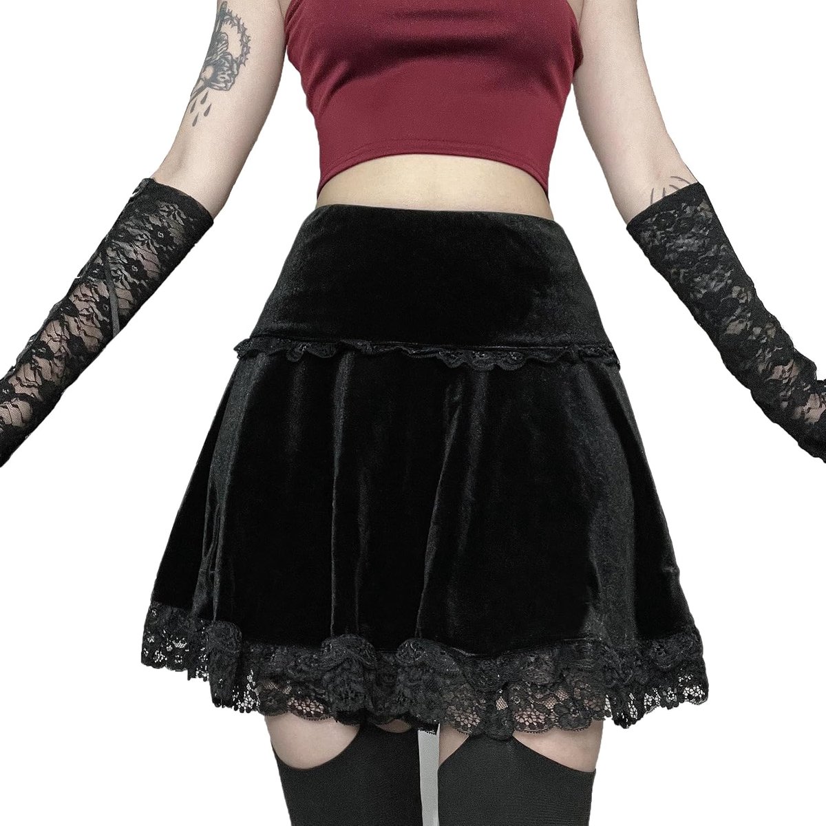Punk Cross Print Mini Skirt Women with Chain Belt Pleated Skirt Uniform Gothic Femboy Skirt - ShopVlot