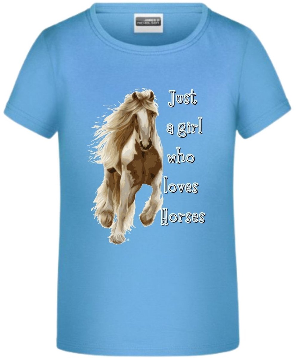 Shirt met paard Just a girl blauw - Blauw - 146/152