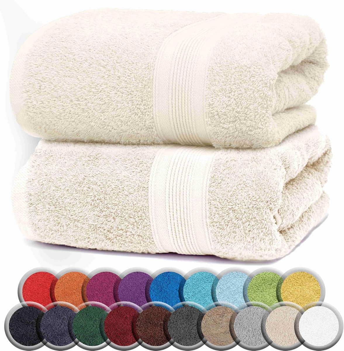 NatureMark PREMIUM BATHROOS/SHOWER TOWELS made of 100% cotton, soft, durable, with hanging loop – 2 pack, 100x150 cm - ShopVlot