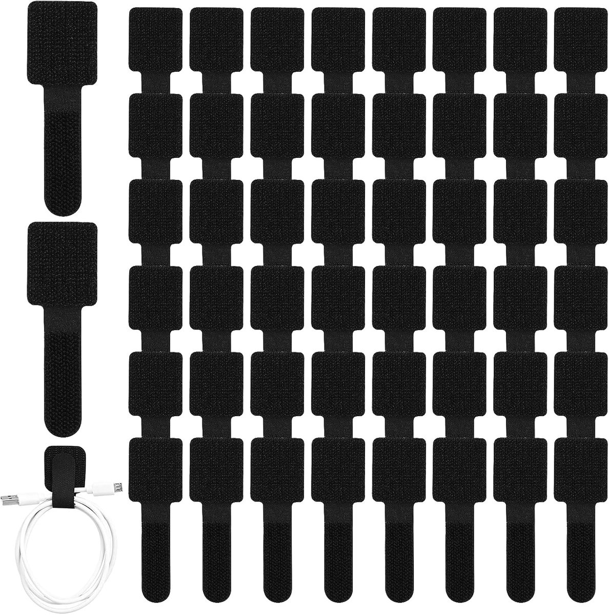 Kabelbinders, 50 stuks, zelfklevend, nylon, kabelorganizer, onder bureau met verstelbare klittenband, zelfklevend - ShopVlot