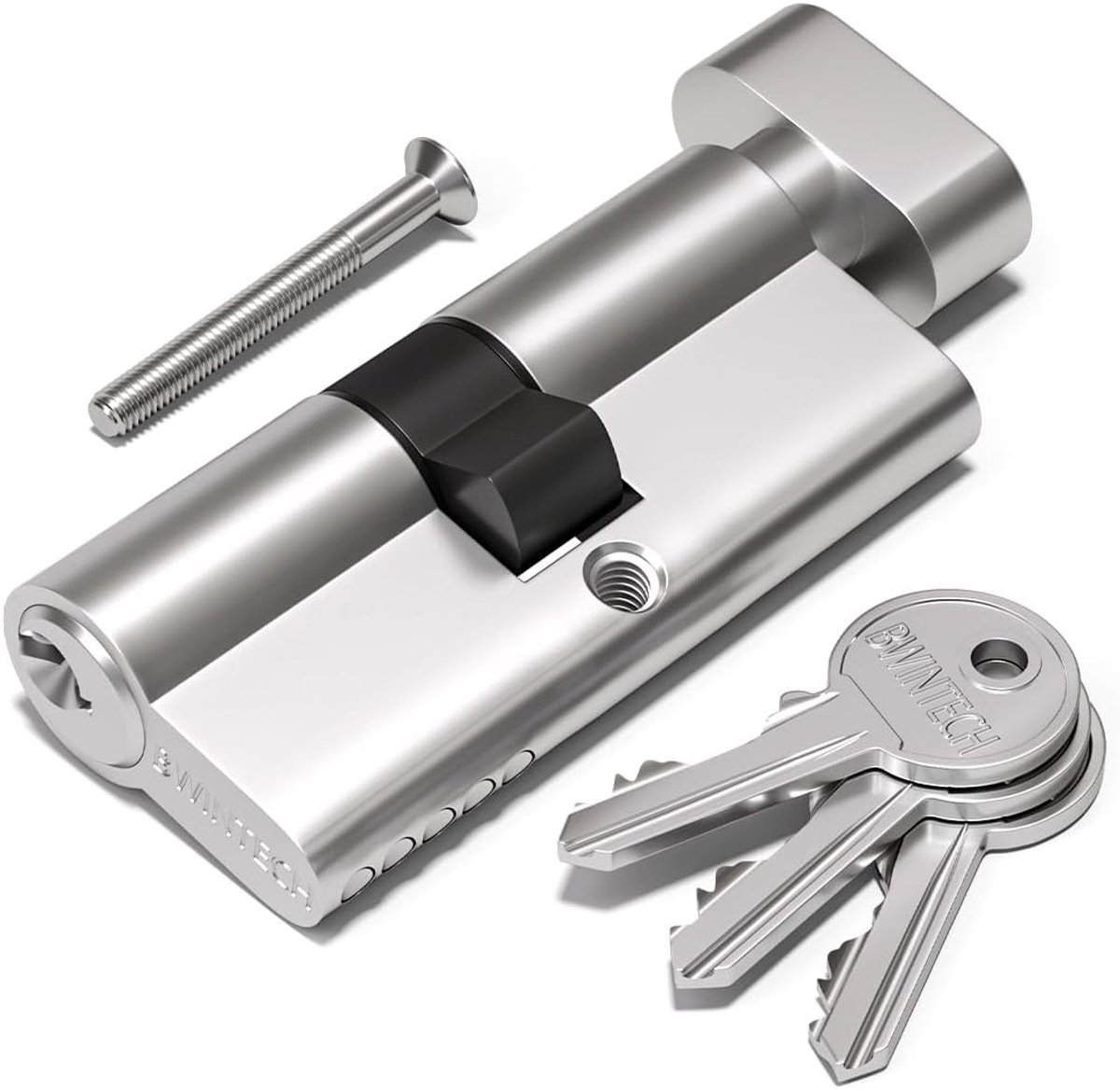 Bwintech 1pcs 35T/35mm Euro Brass Cylinder, 70mm Thumbturn/Key Barrel Lock With 3 Standard Brass Keys, Has - ShopVlot