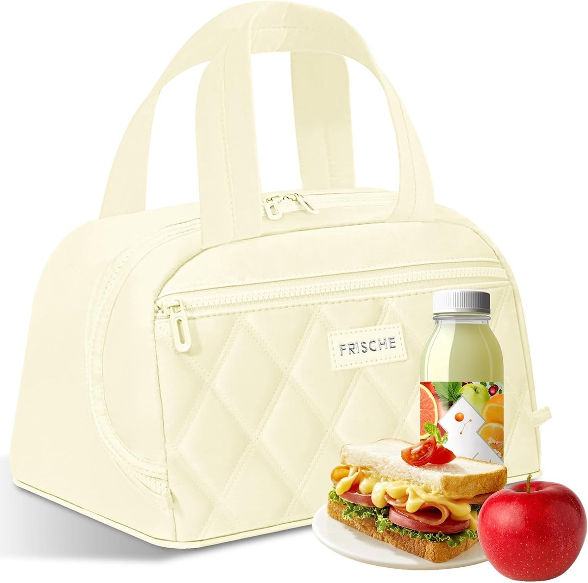 Kleine koeltas, 12 liter, geïsoleerde lunchtas met grote opening, opvouwbare kleine koeltas voor dames, gewatteerde - ShopVlot