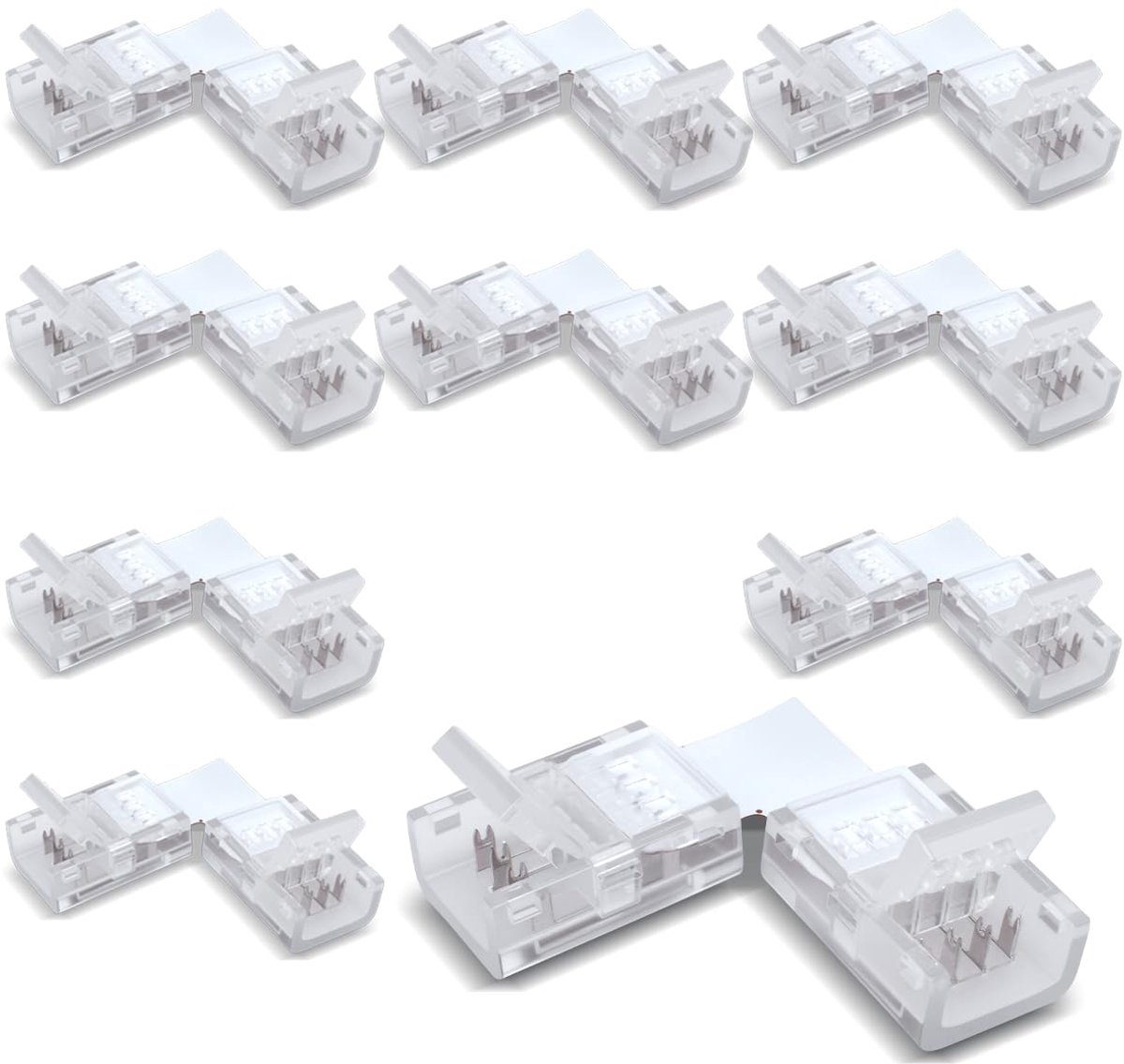 10 Pcs Strip Connector Wire Fast Connector for 8MM 4 Pin LED Light, Double Side Strip, L Type - ShopVlot