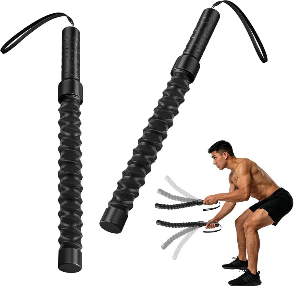 Battle Ropes Without Rope, 2 Pack Ropeless Combat Ropes with Non-Slip Handle, Portable Pneumatic Tyres for Muscle - ShopVlot
