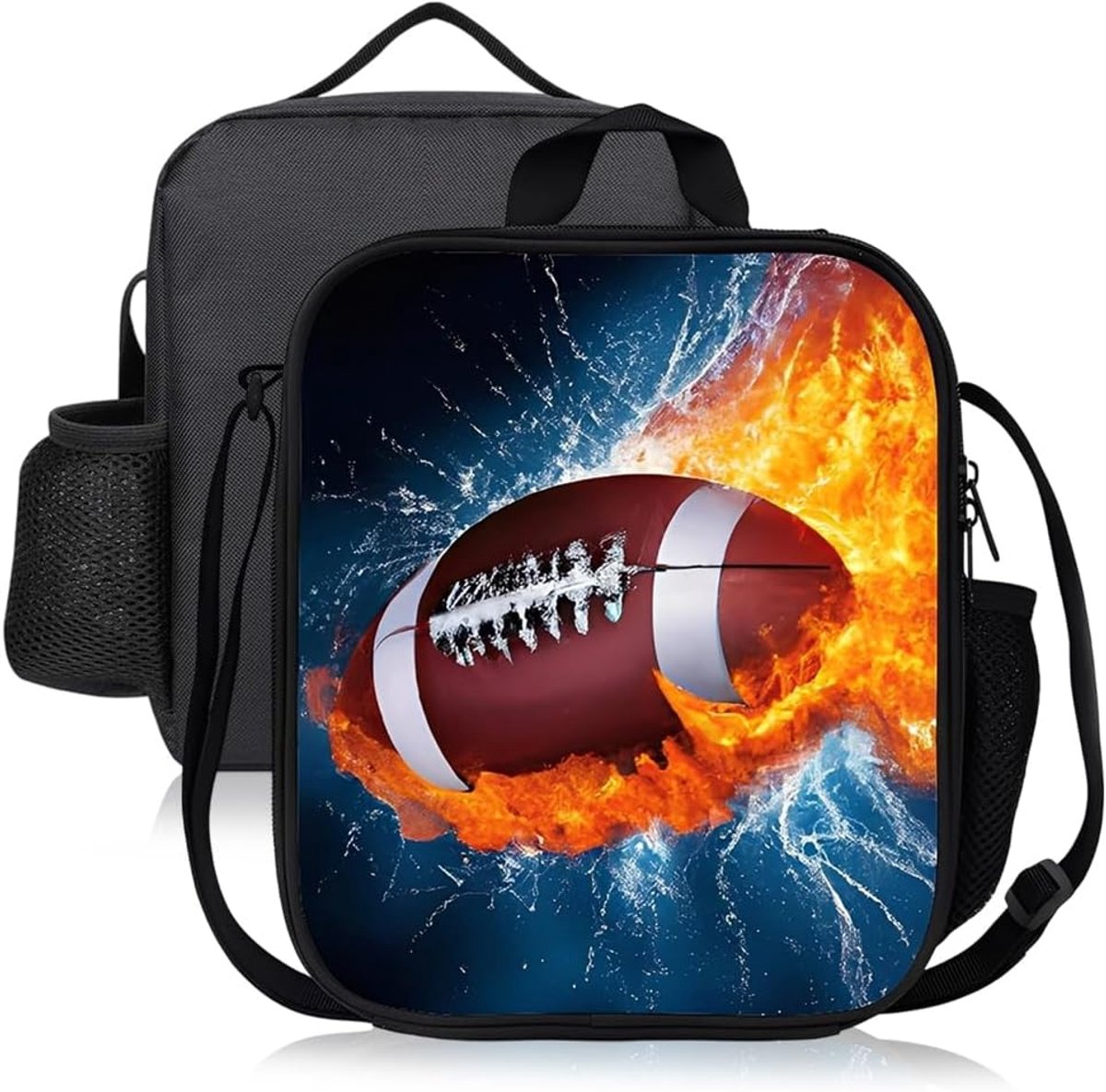 American Football Children's Lunch Bag with Adjustable Shoulder Strap, Portable Football Lunch Bag, Sports Lunch Box - ShopVlot