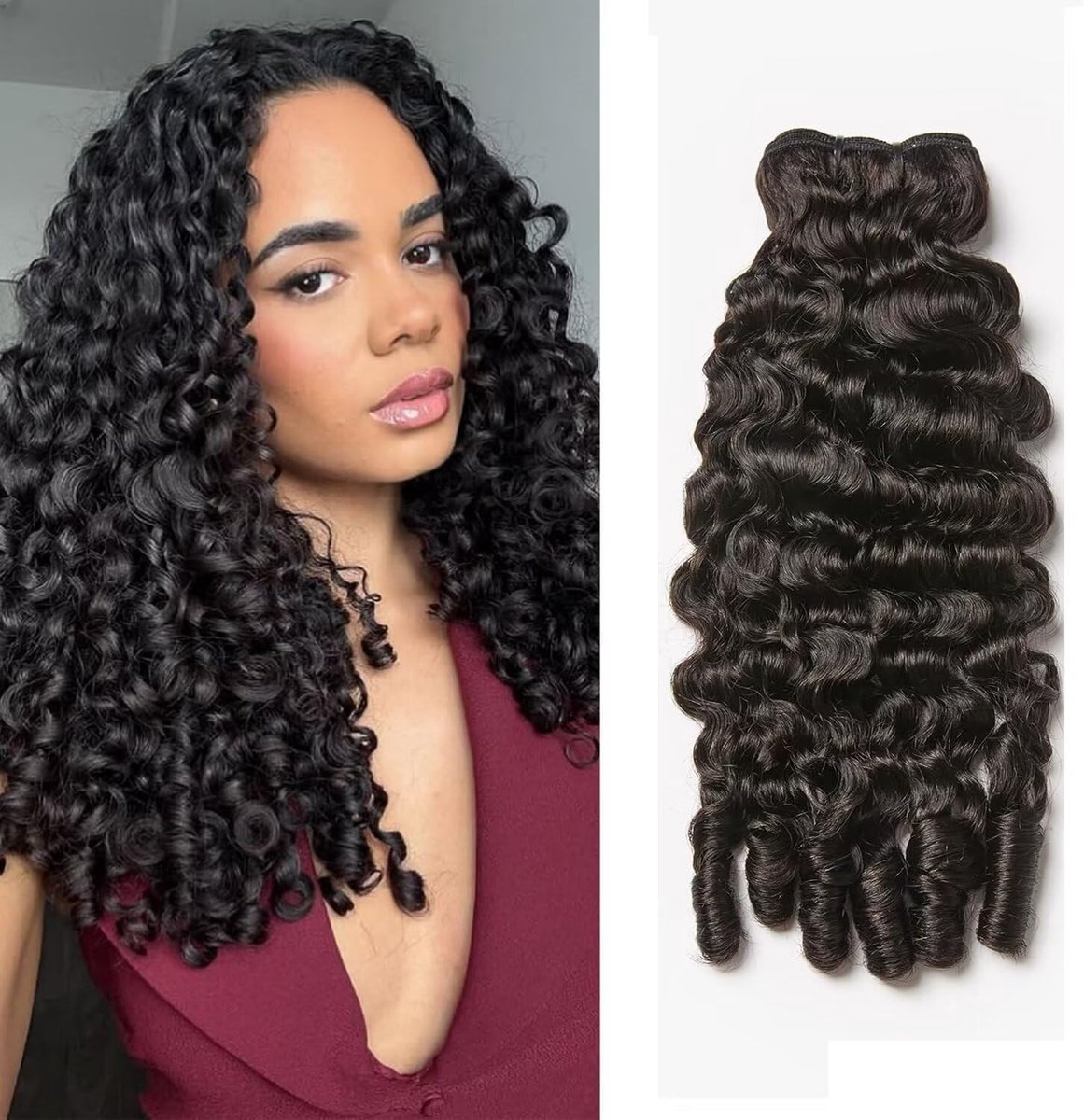 Burmese Curly Human Hair Bundles 12A Quick Weave Bundles with Spiral Curly End, 100% Unprocessed Hair Extensions Can - ShopVlot