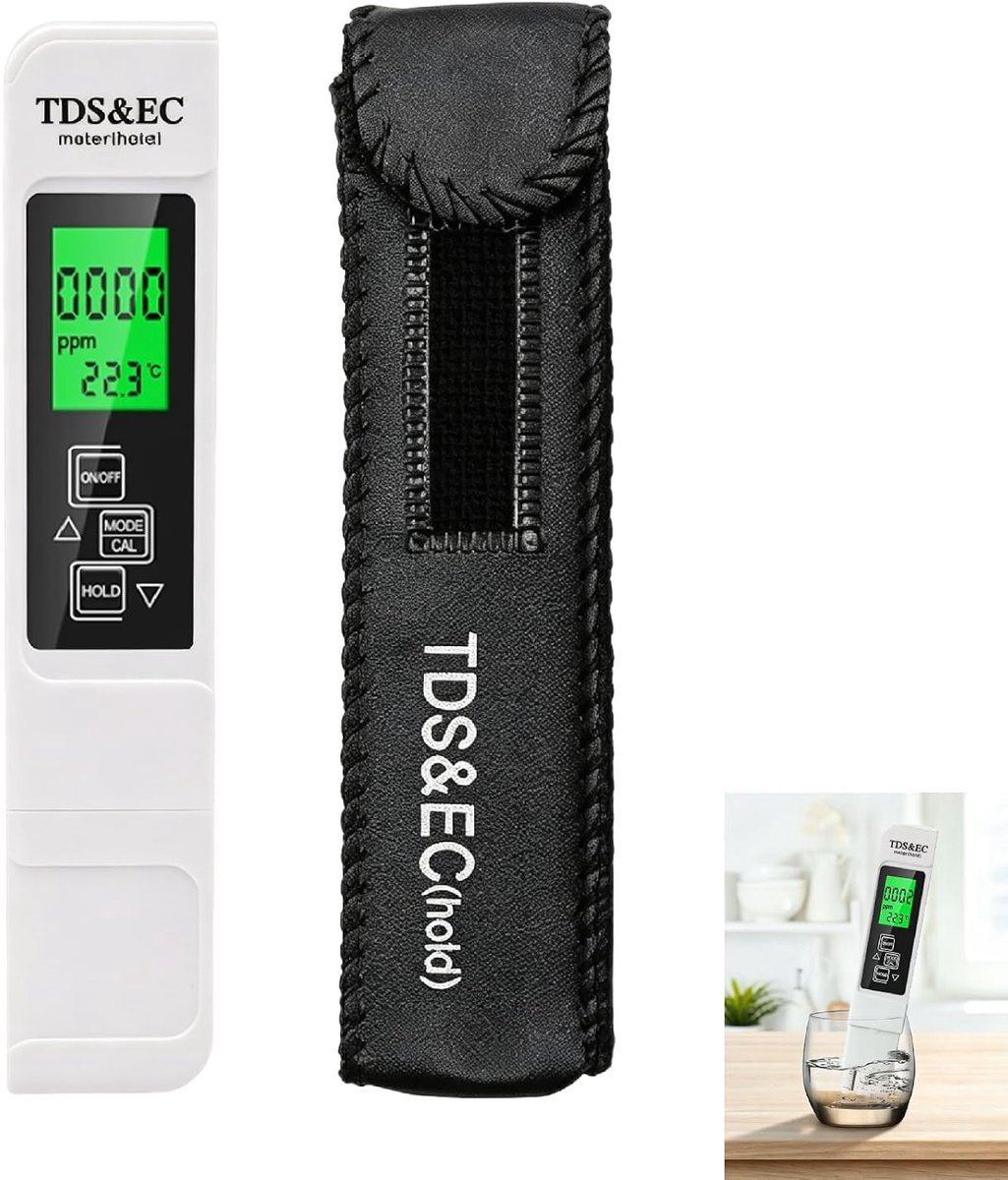 Waterkwaliteitstester, TDS 3-in-1 meter, EC-temperatuur, hoge precisie, lcd-display met achtergrondverlichting - ShopVlot