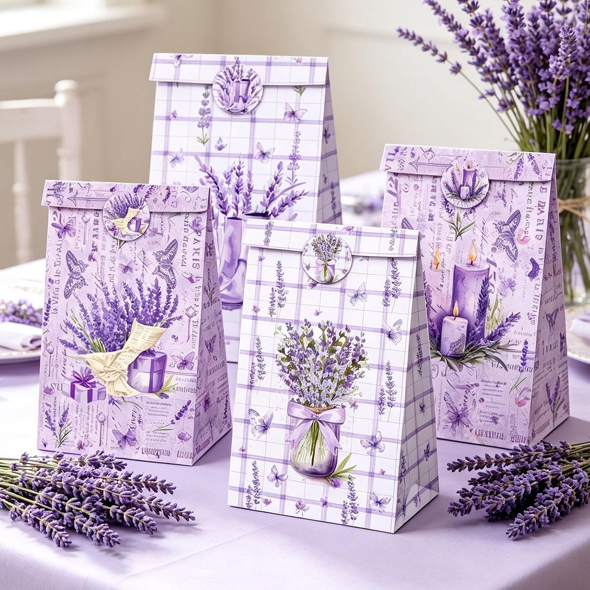 Lavendel Bruidsdouche Decoratie Paarse Bloemenzakjes Snoepdoosjes Cadeau - ShopVlot