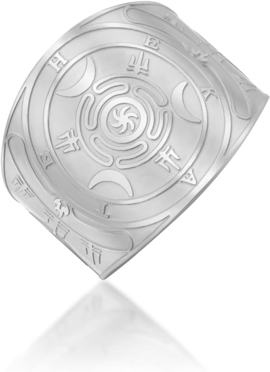 Amaxer Hecate Wiel Strophalos brede band ring voor vrouwen roestvrij staal wiel van Hecate Triple Moon Godin - ShopVlot
