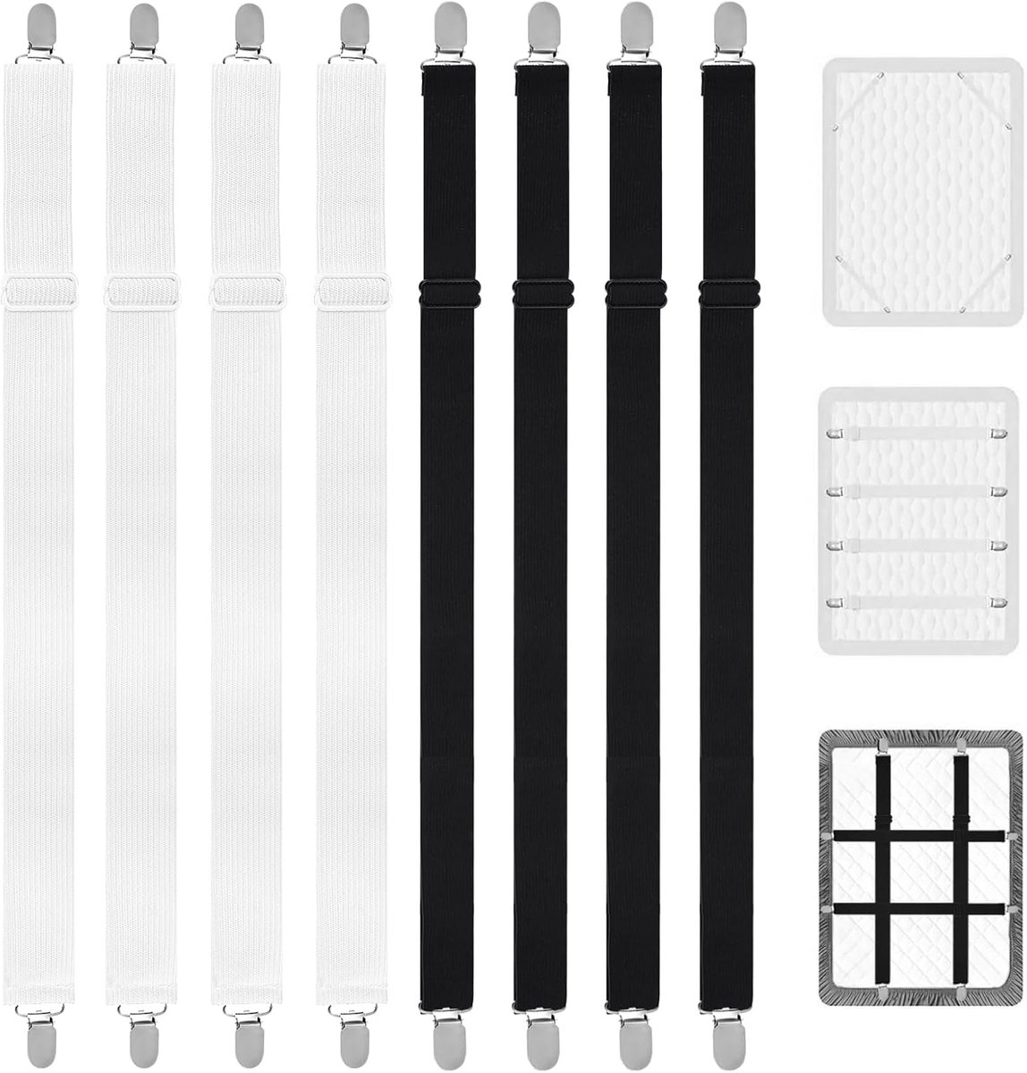 8pcs Paint Clips, up to 250cm, Elastic Fitted Sheet Clips for Bedding, Adjustable Fasteners, Straps for Sofa Bed - ShopVlot