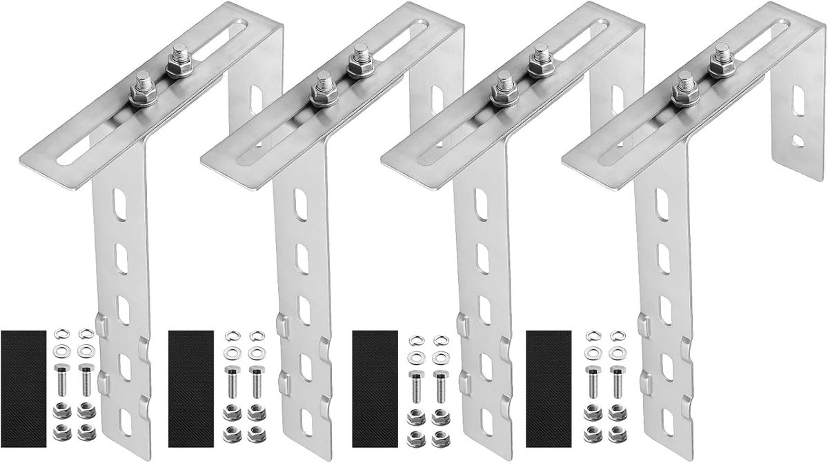 4 Pcs Solar Balcony Power Plant Hook Set Stainless Steel 304 Adjustable Solar Panel Holder Balcony Holder for Solar - ShopVlot