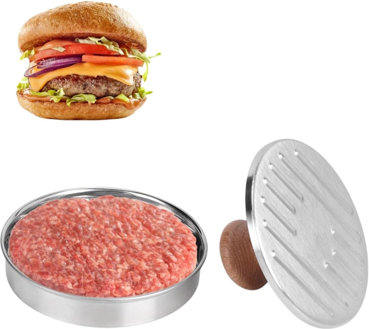 Hamburger Press 304 Stainless Steel Household Burger Smasher Patty Maker Molds Making Tools Kitchen Accessories - ShopVlot