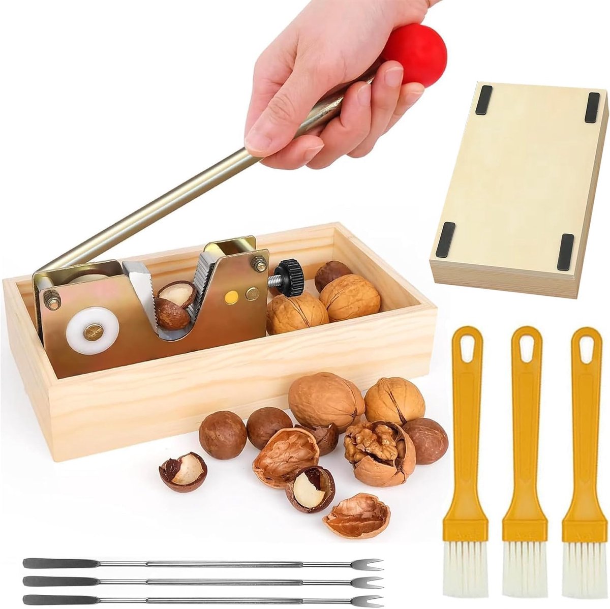 Walnutcracker, nutcracker, walnuts, groove cracker with lever function, flowers, nutcracker, walnut cracker, green - ShopVlot