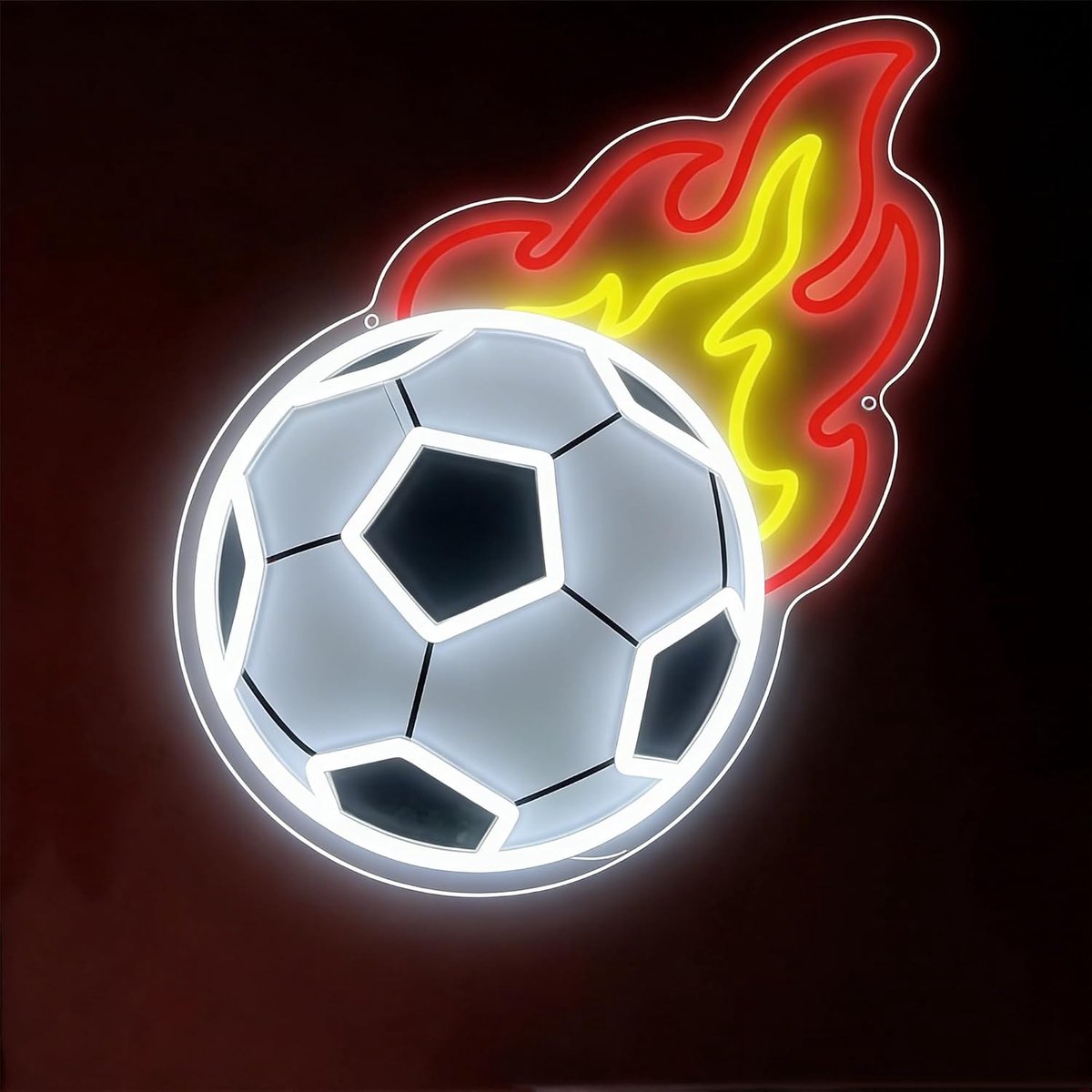 HFHungkeong Voetbal LED Lamp, Voetbal Fire Neon Sign voor Muur Decor, Dimbaar Light Up World Cup Game Neon Light Signs - ShopVlot