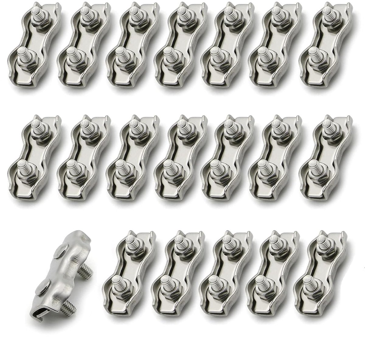 20pcs M2 Duplex Clamp Set Stainless Steel Wire Rope Clip Galvanized Wire Cable Clamp Non-Slip Corrosion Resistant for - ShopVlot