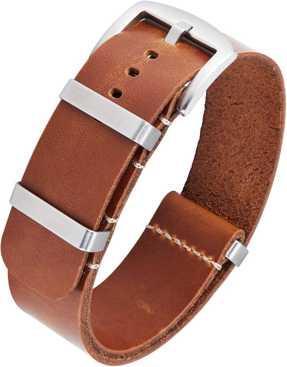 BILLUN Leather Watch Straps Crazy Horse Oiled Leather Watch Straps 18mm 19mm 20mm 21mm 22mm 24mm Replacement One-Piece - ShopVlot