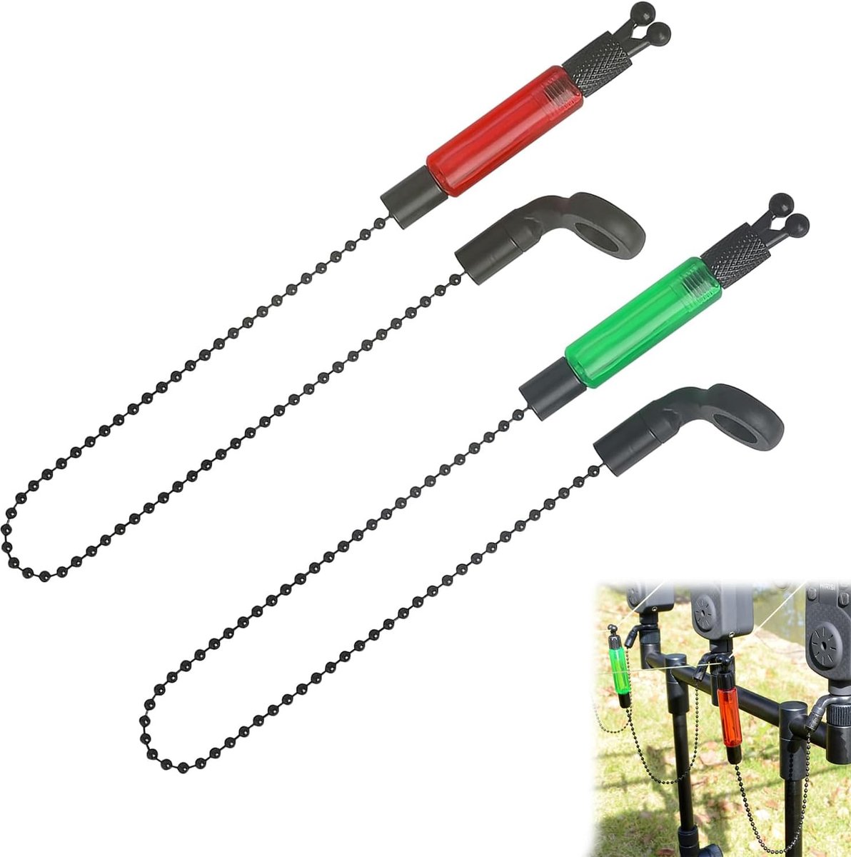 2Pcs Coils Bite Indicators, Light Fishing Spools Carp Fishing Swingers Soft Iron Chain Swing for Outdoor & Night Carp - ShopVlot
