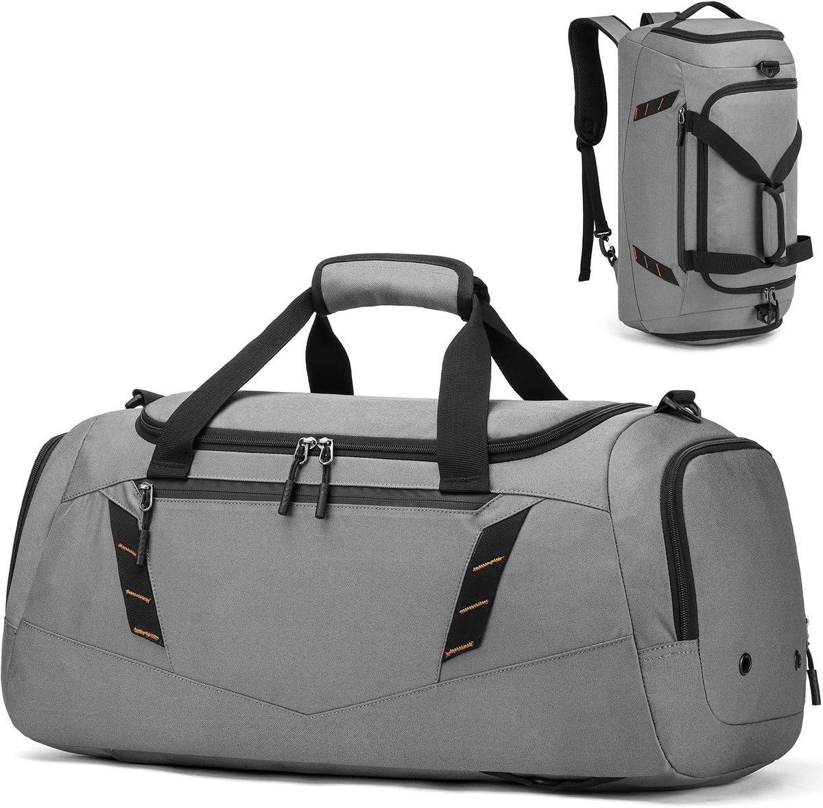 Travel Bag Men's Sports Bag Medium 40L Training Bag Ladies with Backpack Weekender Fitness Bag for Sports, Grey - ShopVlot