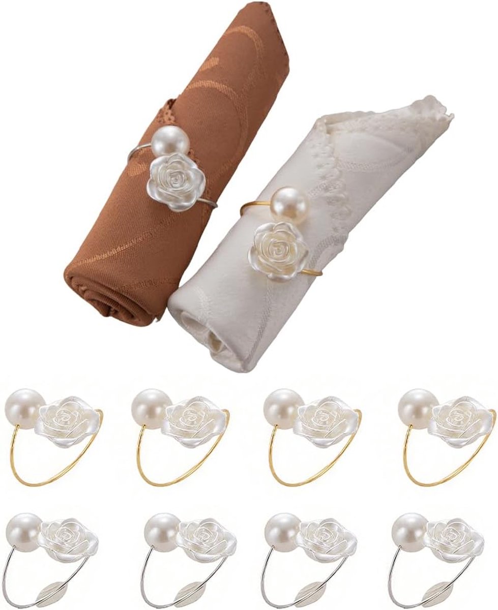 Servettenringen set van 8 - elegante metaal - bladontwerp - perfect voor diners - ShopVlot