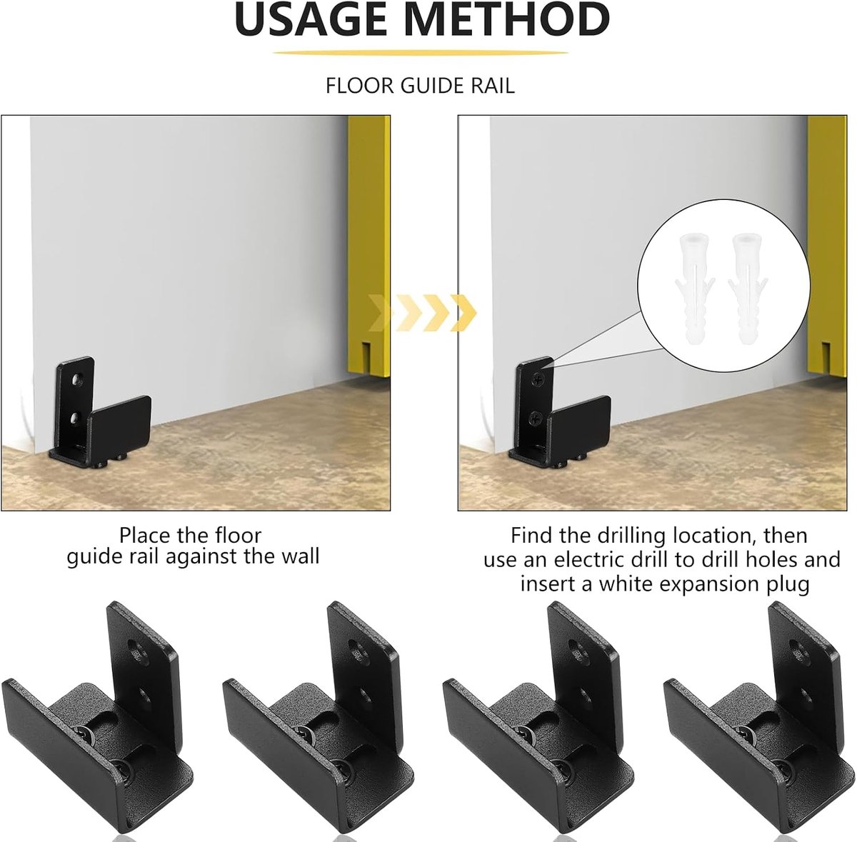 Sliding Door Ondersteuningsrails 4Stuks - Duurzaam Metaal - Eenvoudige Installatie - Voor Schuifdeuren - ShopVlot