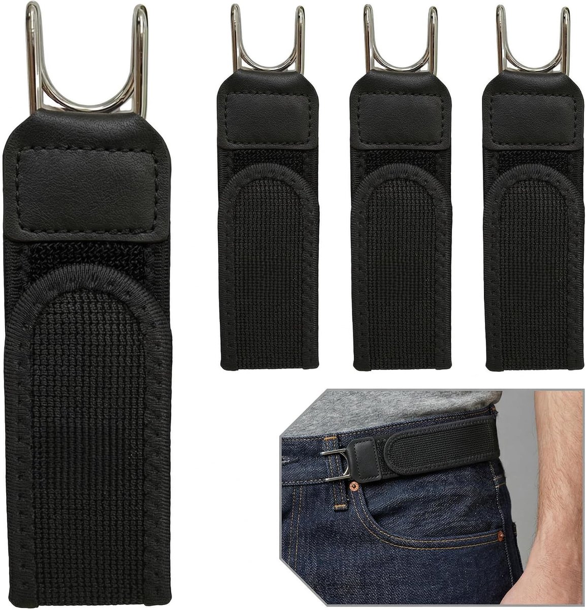 Riemen zonder gesp - onzichtbare elastische riem - 4 stuks - ideaal voor heren en dames - ShopVlot