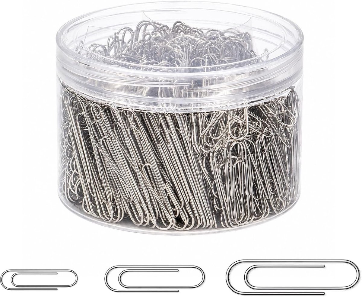 Paperclips 700 stuks - verschillende maten - vernikkeld metaal - sorteren en bevestigen - ShopVlot