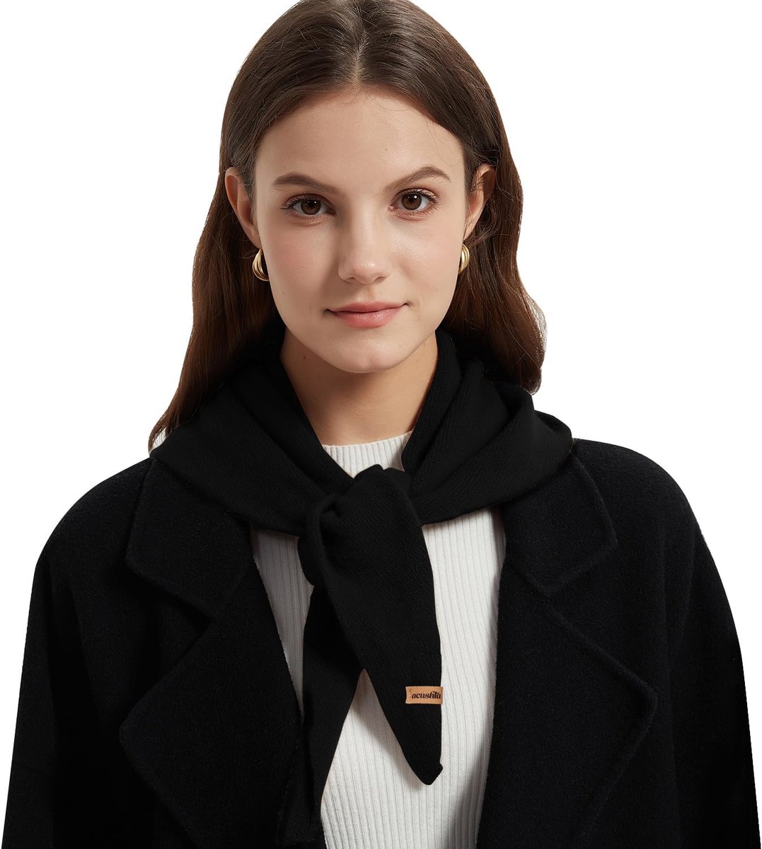 Driekhoekige Sjaal 100% Merino Wol - Zwart - Lichtgewicht en Warm - Ideaal voor Dames - ShopVlot