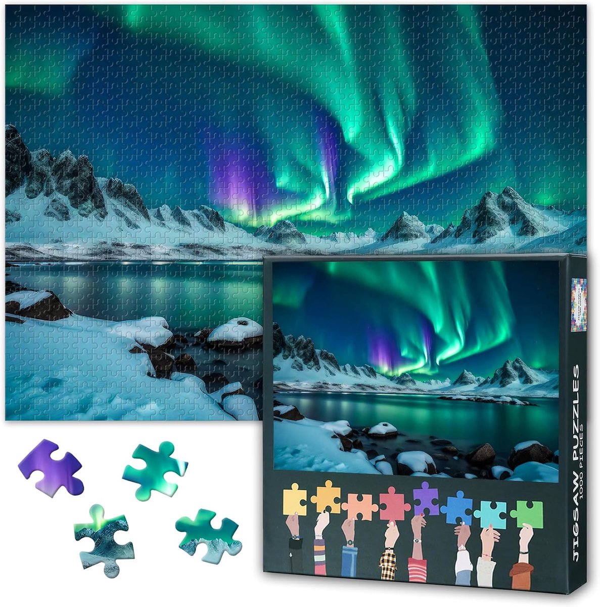 Puzzel 1000 Stukken - 50x70 cm Poollicht Kunstwerk - Premium Houtmateriaal - Ideaal voor Meditatie - ShopVlot