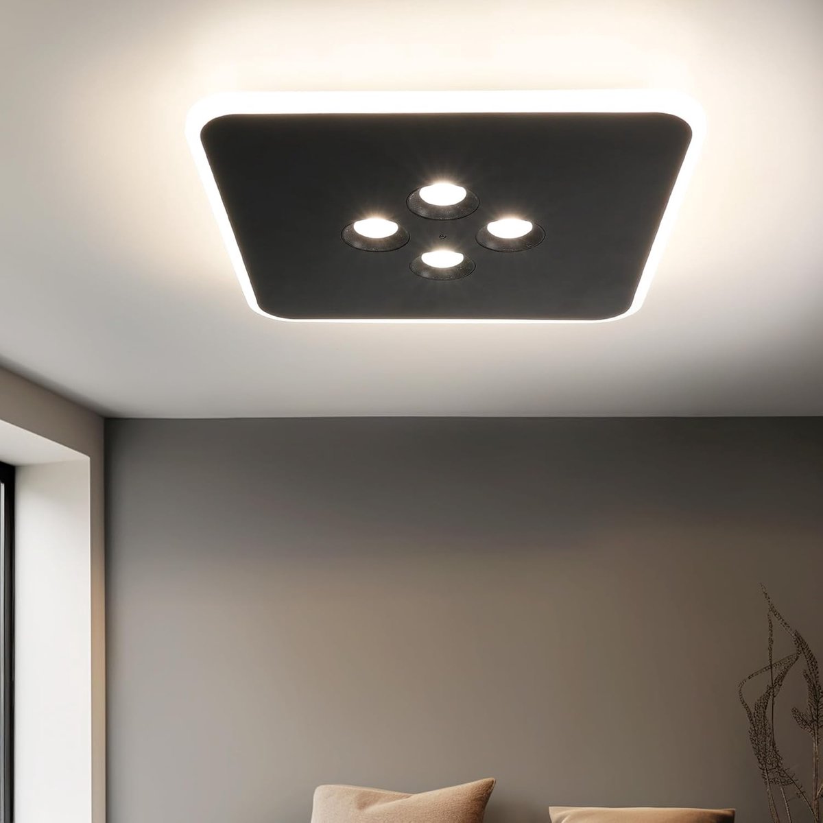 Plafondlamp LED 40 W - Dimbaar met afstandsbediening - Zwart vierkant - Modern voor woonkamer - ShopVlot
