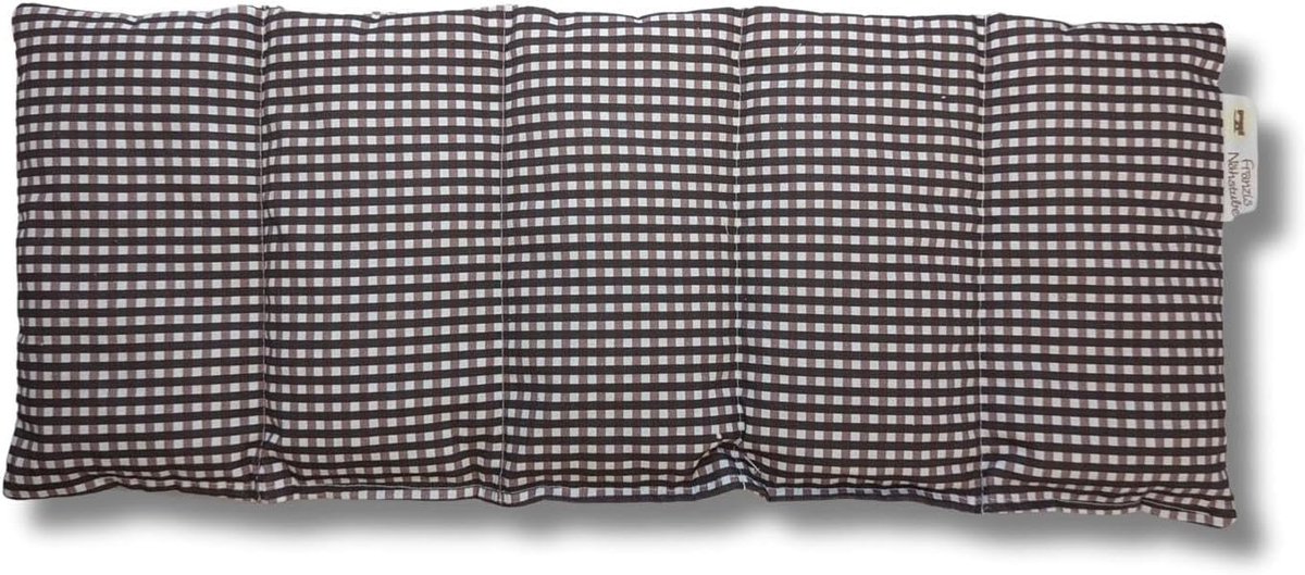 Kersenpitkussen 50x20 cm - Bruin geruit - 100% katoen - Verlichting van pijn - ShopVlot