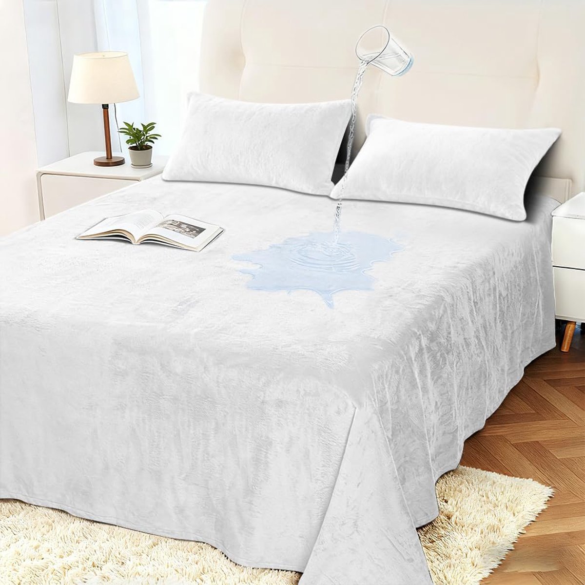 Bedbedekking 198x229 cm - Velours - 100% Waterproof - Beschermt tegen huisdieren - ShopVlot